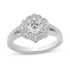 Thumbnail Image 1 of Enchanted Disney 1.23 CT. T.W. Diamond Flower Ring in 14K White Gold - Size 7