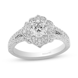 Enchanted Disney 1.23 CT. T.W. Diamond Flower Ring in 14K White Gold - Size 7