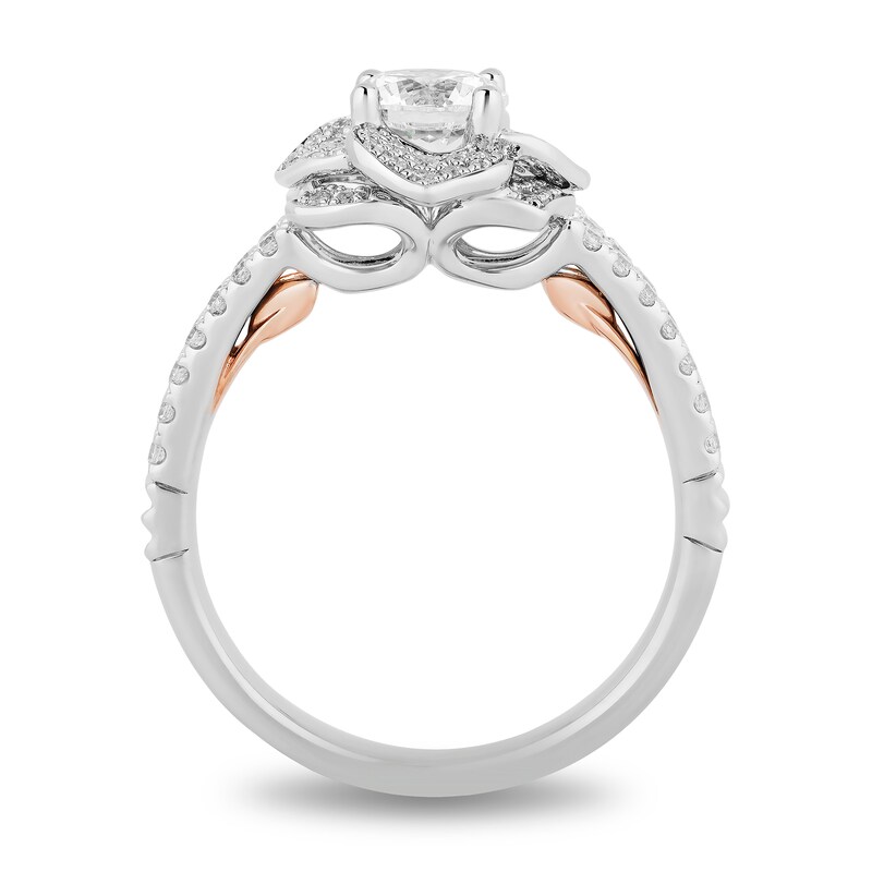 Main Image 3 of Enchanted Disney 1.23 CT. T.W. Diamond Flower Ring in 14K White Gold - Size 7