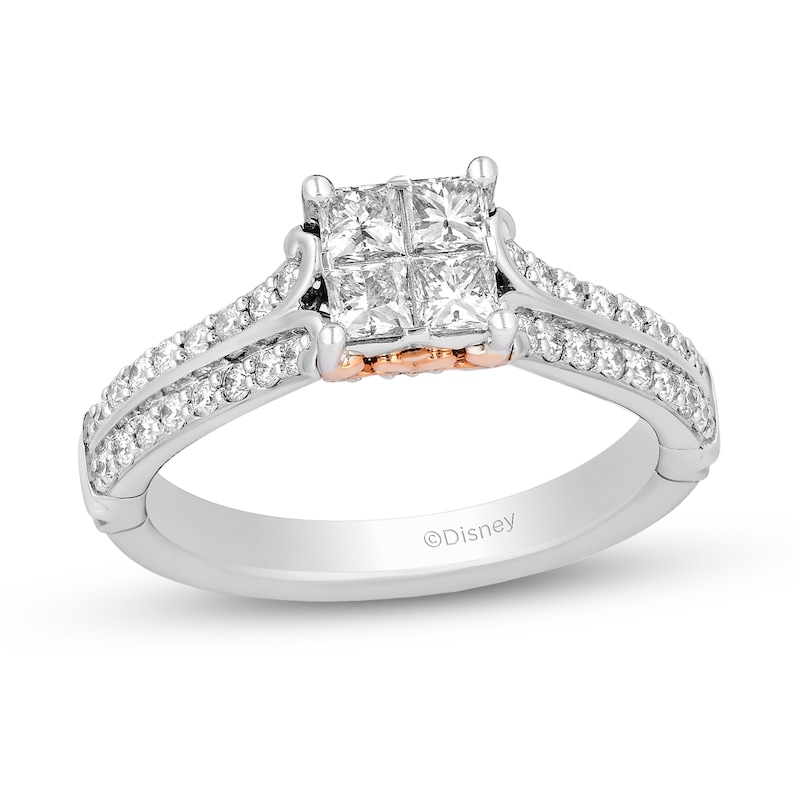 Main Image 1 of Enchanted Disney Majestic Princess 0.95 CT. T.W. Multi-Diamond Engagement Ring in 14K Two Tone Gold - Size 7