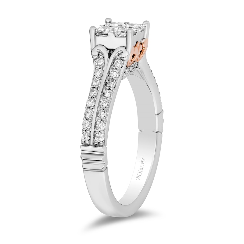 Main Image 2 of Enchanted Disney Majestic Princess 0.95 CT. T.W. Multi-Diamond Engagement Ring in 14K Two Tone Gold - Size 7