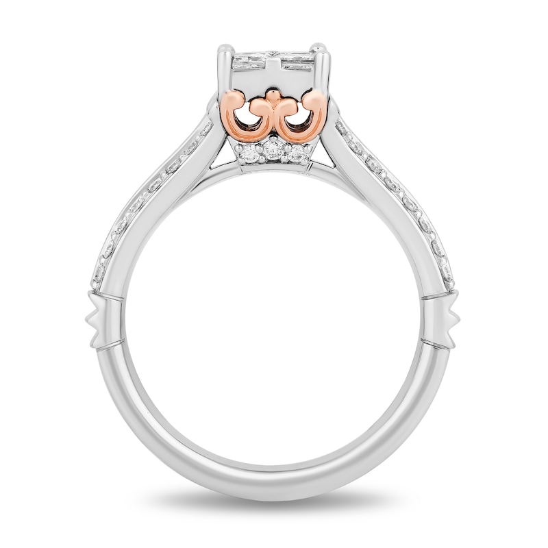 Main Image 3 of Enchanted Disney Majestic Princess 0.95 CT. T.W. Multi-Diamond Engagement Ring in 14K Two Tone Gold - Size 7