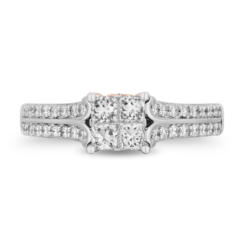 Main Image 4 of Enchanted Disney Majestic Princess 0.95 CT. T.W. Multi-Diamond Engagement Ring in 14K Two Tone Gold - Size 7