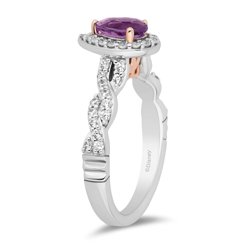 Main Image 2 of Enchanted Disney 0.45 CT. T.W. Diamond and Amethyst Engagement Ring in 14K Two Tone Gold - Size 7