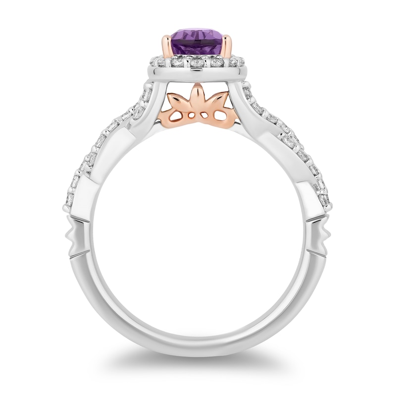 Main Image 3 of Enchanted Disney 0.45 CT. T.W. Diamond and Amethyst Engagement Ring in 14K Two Tone Gold - Size 7