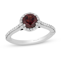 Enchanted Disney Villains 0.37 CT. T.W. Diamond and Garnet Engagement  Ring in 14K White Gold - Size 7