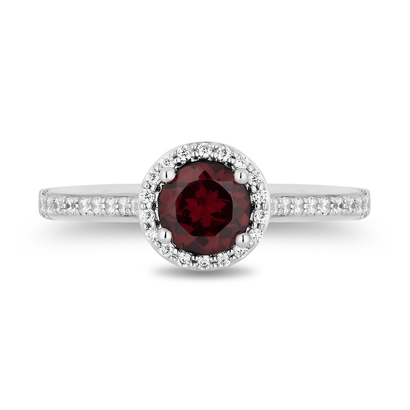 Enchanted Disney Villains 0.37 CT. T.W. Diamond and Garnet Engagement  Ring in 14K White Gold - Size 7