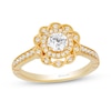 Thumbnail Image 1 of Enchanted Disney 0.69 CT. T.W. Diamond Scalloped Frame Engagement Ring in 14K Gold - Size 7