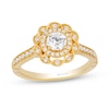 Thumbnail Image 0 of Enchanted Disney 0.69 CT. T.W. Diamond Scalloped Frame Engagement Ring in 14K Gold - Size 7