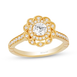 Enchanted Disney 0.69 CT. T.W. Diamond Scalloped Frame Engagement Ring in 14K Gold - Size 7