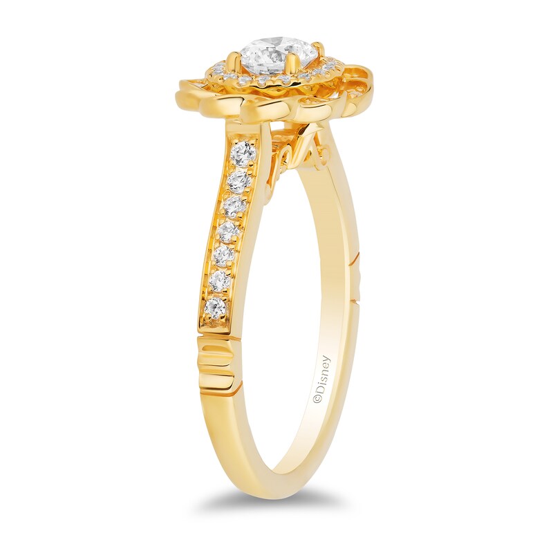 Main Image 2 of Enchanted Disney 0.69 CT. T.W. Diamond Scalloped Frame Engagement Ring in 14K Gold - Size 7