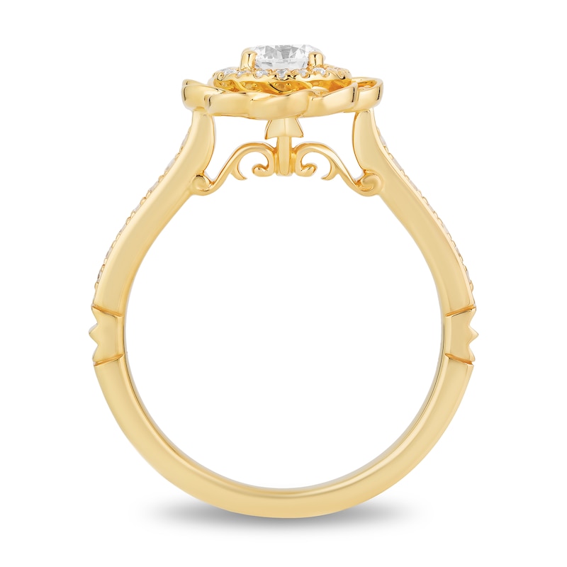 Main Image 3 of Enchanted Disney 0.69 CT. T.W. Diamond Scalloped Frame Engagement Ring in 14K Gold - Size 7