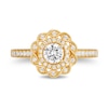 Thumbnail Image 4 of Enchanted Disney 0.69 CT. T.W. Diamond Scalloped Frame Engagement Ring in 14K Gold - Size 7