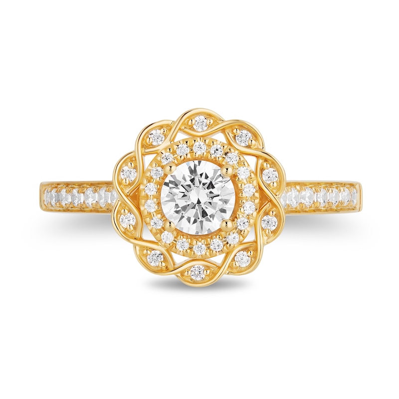 Enchanted Disney 0.69 CT. T.W. Diamond Scalloped Frame Engagement Ring in 14K Gold - Size 7