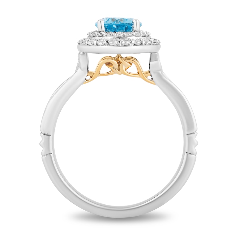Main Image 3 of Enchanted Disney 0.45 CT. T.W. Diamond and Swiss Blue Topaz Frame Ring in 14K White Gold - Size 7