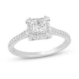 Enchanted Disney Majestic Princess 0.69 CT. T.W. Princess-Cut Diamond Frame Engagement Ring in 14K White Gold - Size 7