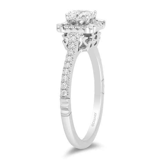 Enchanted Disney Majestic Princess 0.69 CT. T.W. Princess-Cut Diamond Frame Engagement Ring in 14K White Gold - Size 7