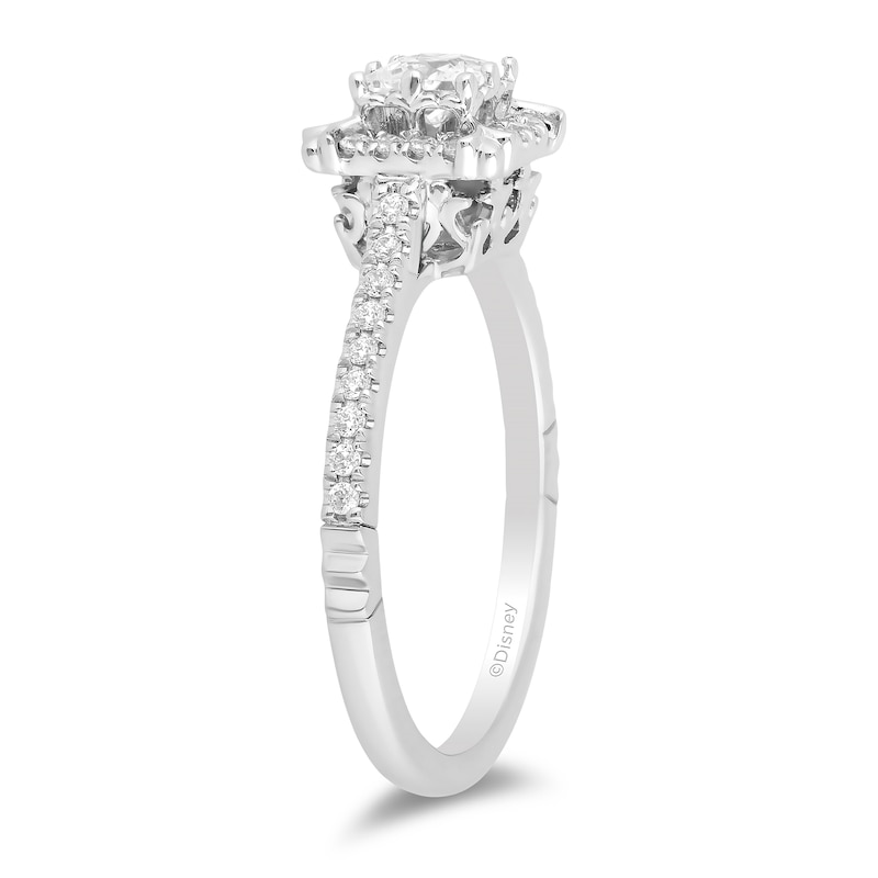 Main Image 2 of Enchanted Disney Majestic Princess 0.69 CT. T.W. Princess-Cut Diamond Frame Engagement Ring in 14K White Gold - Size 7