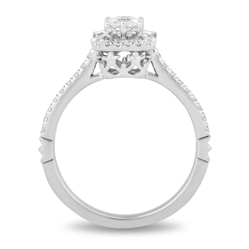 Main Image 3 of Enchanted Disney Majestic Princess 0.69 CT. T.W. Princess-Cut Diamond Frame Engagement Ring in 14K White Gold - Size 7