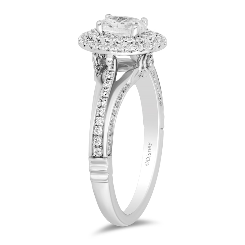 Main Image 2 of Enchanted Disney Majestic Princess 0.95 CT. T.W. Oval Diamond Frame Engagement Ring in 14K White Gold - Size 7