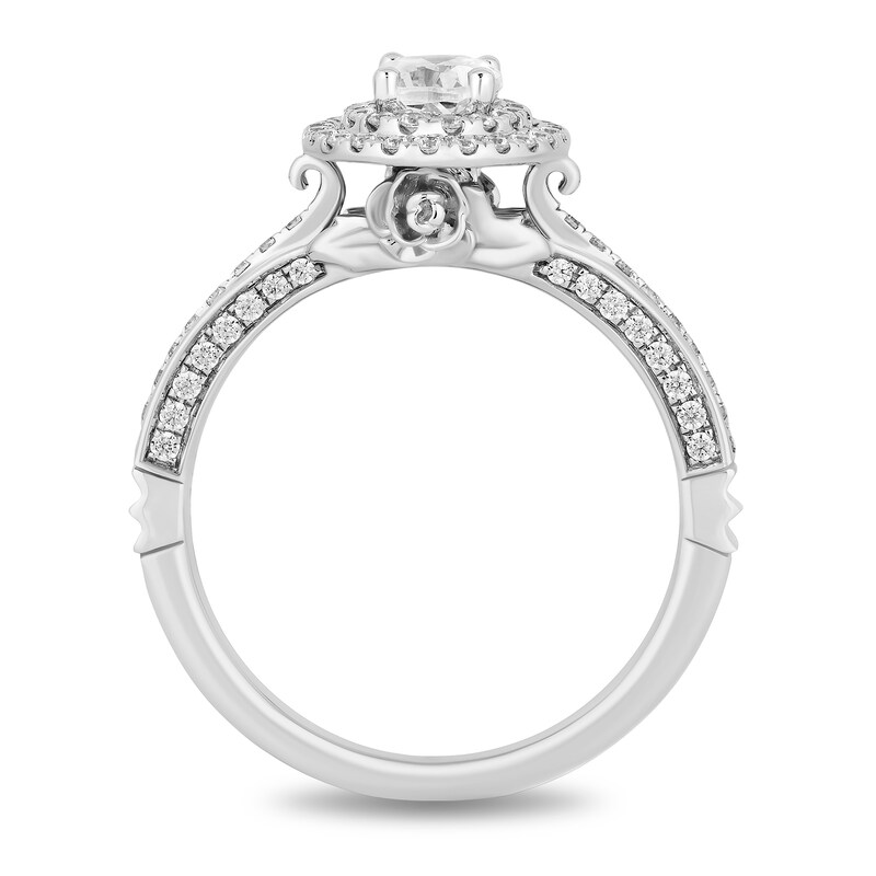 Main Image 3 of Enchanted Disney Majestic Princess 0.95 CT. T.W. Oval Diamond Frame Engagement Ring in 14K White Gold - Size 7