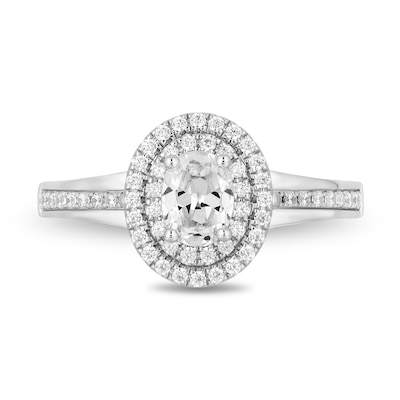 Enchanted Disney Majestic Princess 0.95 CT. T.W. Oval Diamond Frame Engagement Ring in 14K White Gold - Size 7