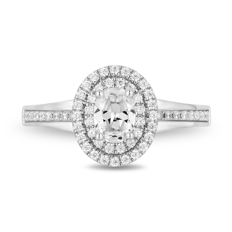Main Image 4 of Enchanted Disney Majestic Princess 0.95 CT. T.W. Oval Diamond Frame Engagement Ring in 14K White Gold - Size 7
