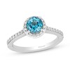 Thumbnail Image 0 of Enchanted Disney 0.29 CT. T.W. Diamond and Swiss Blue Topaz Engagement Ring in 14K Two Tone Gold - Size 7