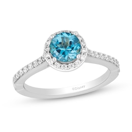 Enchanted Disney 0.29 CT. T.W. Diamond and Swiss Blue Topaz Engagement Ring in 14K Two Tone Gold - Size 7