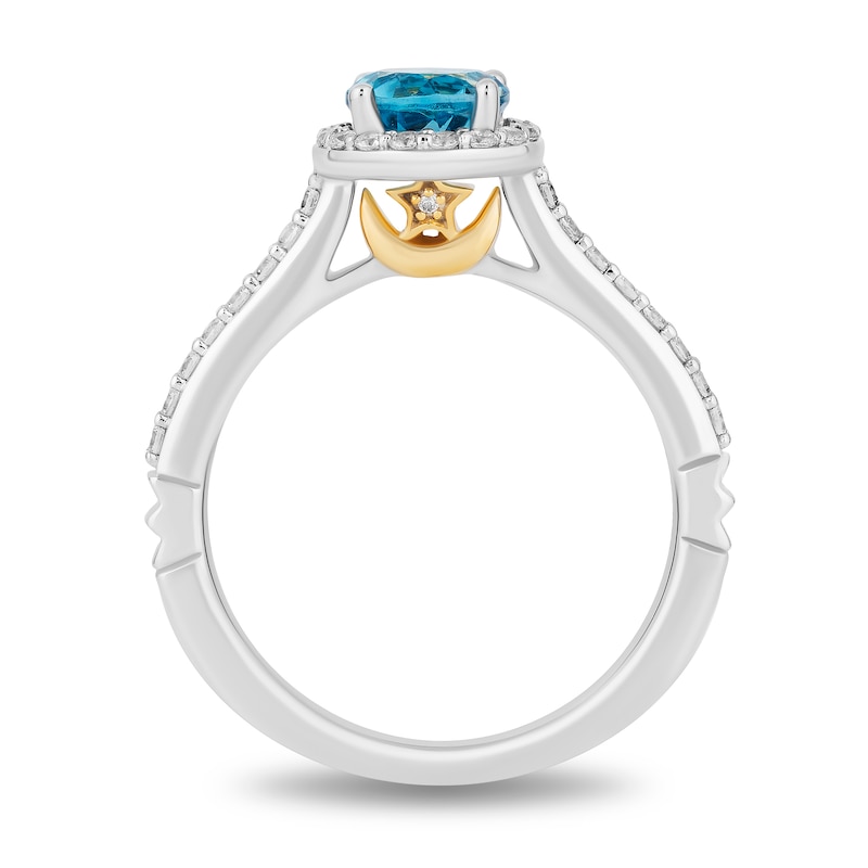 Main Image 3 of Enchanted Disney 0.29 CT. T.W. Diamond and Swiss Blue Topaz Engagement Ring in 14K Two Tone Gold - Size 7