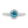 Thumbnail Image 3 of Enchanted Disney 0.29 CT. T.W. Diamond and Swiss Blue Topaz Engagement Ring in 14K Two Tone Gold - Size 7