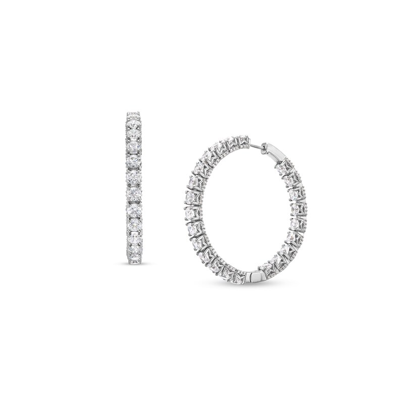 Main Image 1 of 10.00 CT. T.W. Certified Diamond Inside-Out Hoop Earrings in 18K White Gold (I/SI2)