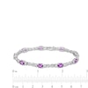 Thumbnail Image 4 of Oval Amethyst and White Lab-Created Sapphire Alternating Infinity Line Bracelet in Sterling Silver - 7.25"