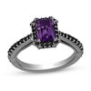 Thumbnail Image 0 of Enchanted Disney Villains Ursula Amethyst and 0.37 CT. T.W. Black Diamond Frame Engagement Ring in 14K White Gold