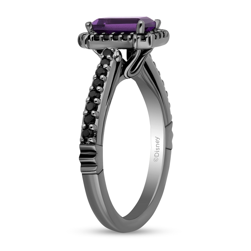 Main Image 2 of Enchanted Disney Villains Ursula Amethyst and 0.37 CT. T.W. Black Diamond Frame Engagement Ring in 14K White Gold