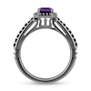 Thumbnail Image 3 of Enchanted Disney Villains Ursula Amethyst and 0.37 CT. T.W. Black Diamond Frame Engagement Ring in 14K White Gold