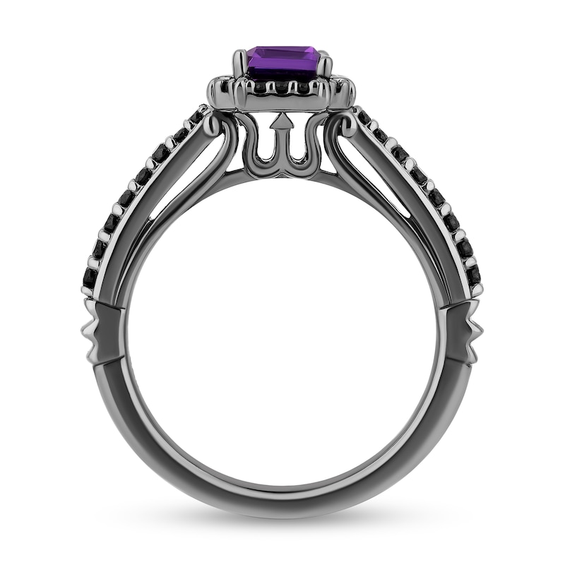 Main Image 3 of Enchanted Disney Villains Ursula Amethyst and 0.37 CT. T.W. Black Diamond Frame Engagement Ring in 14K White Gold