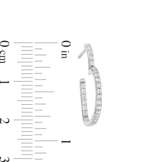 White Lab-Created Sapphire Open Heart-Shaped Inside-Out Hoop Earrings in Sterling Silver