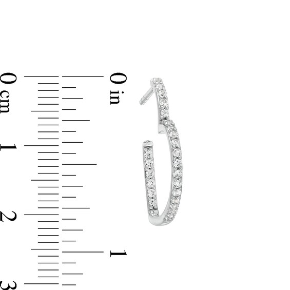 White Lab-Created Sapphire Open Heart-Shaped Inside-Out Hoop Earrings in Sterling Silver