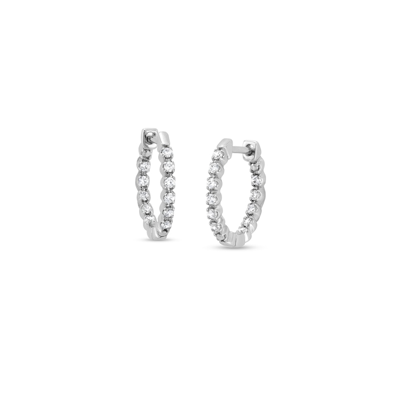 0.19 CT. T.W. Diamond Bubble Inside-Out Hoop Earrings in Sterling Silver