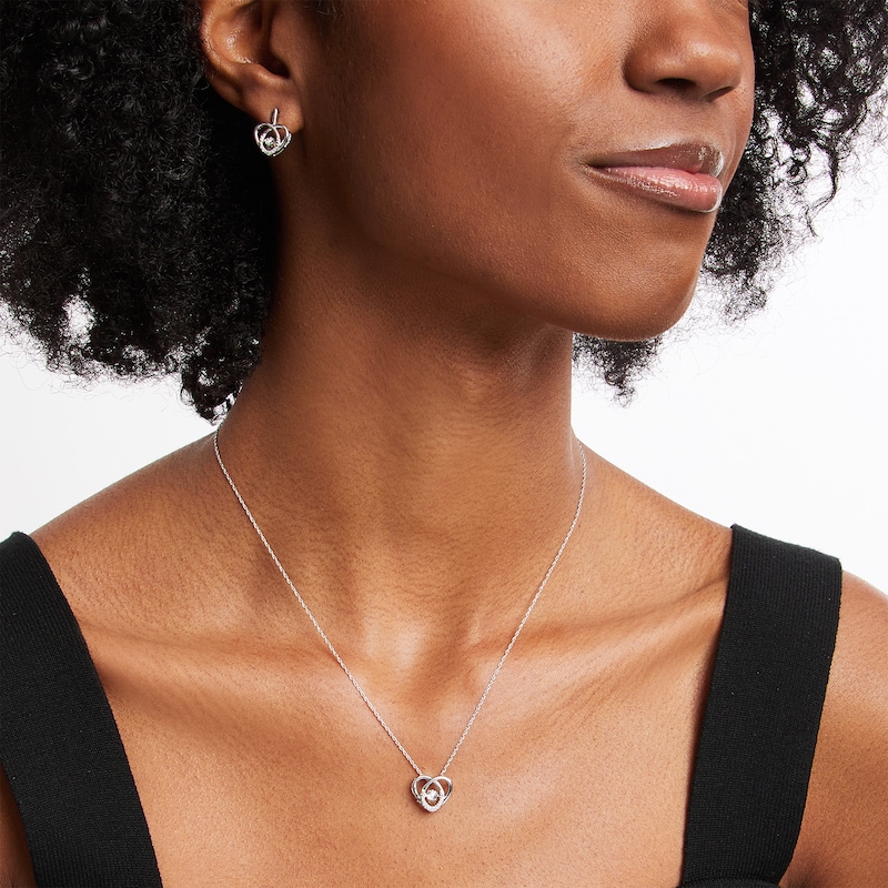 Main Image 2 of Unstoppable Love™ 0.10 CT. T.W. Diamond Heart Pendant and Drop Earrings Set in Sterling Silver