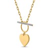 Thumbnail Image 2 of 0.08 CT. T.W. Diamond Heart and Bar Necklace in 10K Gold