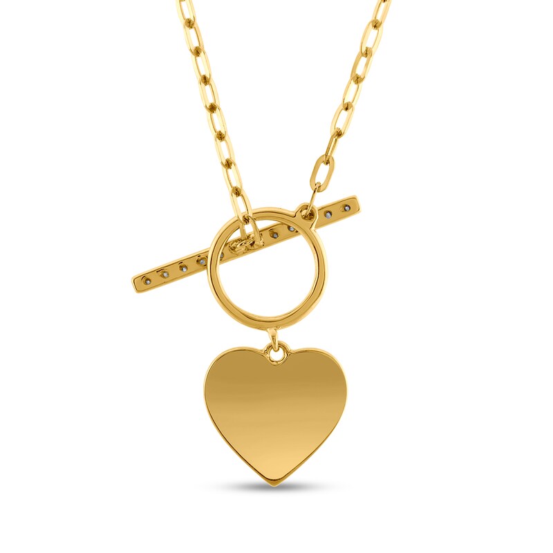 0.08 CT. T.W. Diamond Heart and Bar Necklace in 10K Gold