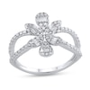 Thumbnail Image 1 of 0.45 CT. T.W. Multi-Diamond Flower Split Shank Ring in 10K White Gold