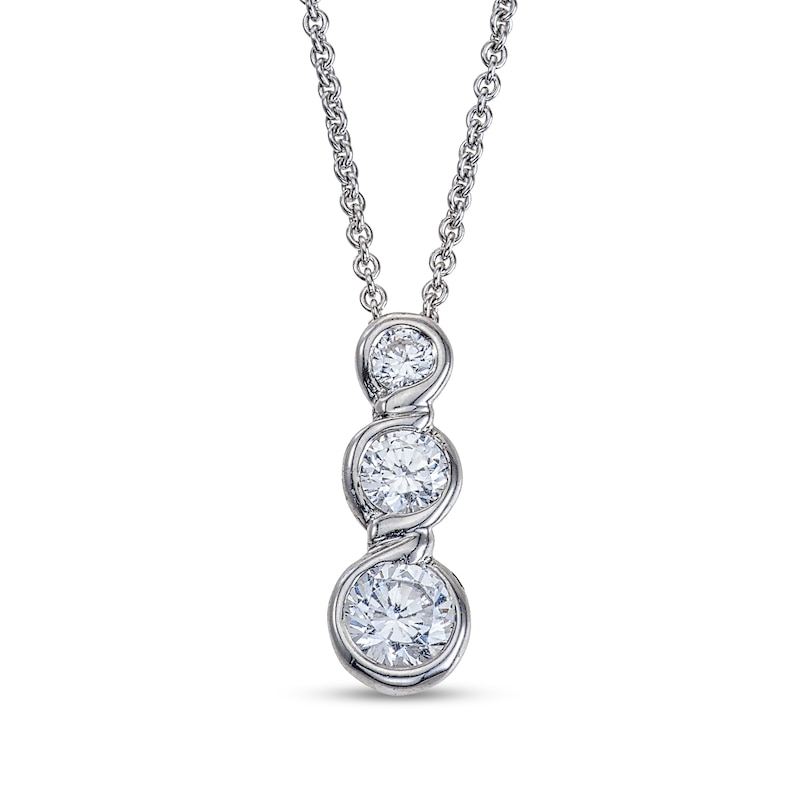 0.49 CT. T.W. Diamond Three Stone Pendant in 14K White Gold