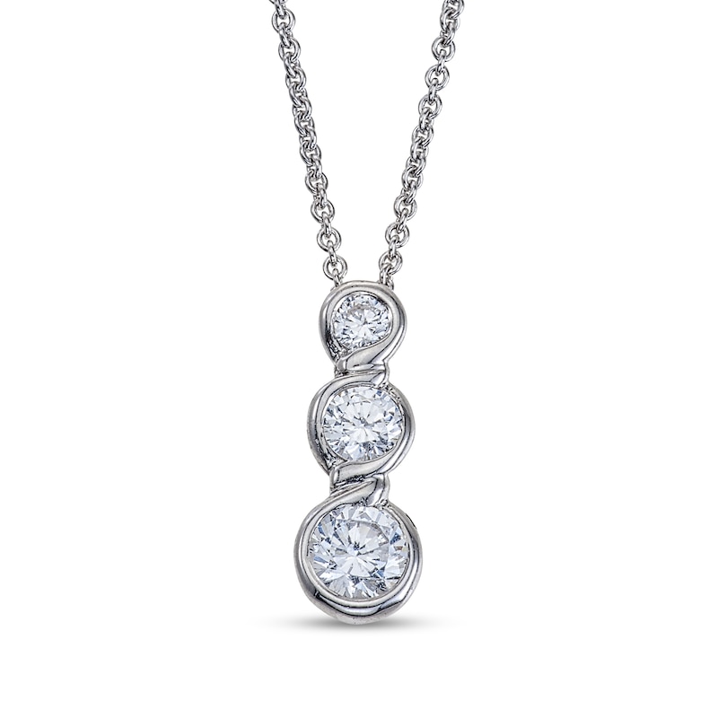 0.49 CT. T.W. Diamond Three Stone Pendant in 14K White Gold|Peoples Jewellers