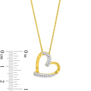 0.25 CT. T.W. Diamond Double Row Tilted Heart Pendant in 10K Gold