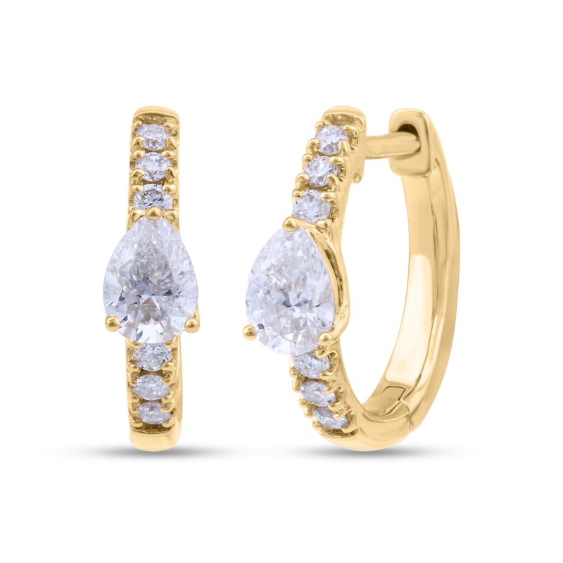 0.45 CT. T.W. Pear-Shaped Diamond Huggie Hoop Earrings in 10K Gold|Peoples Jewellers