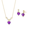 Thumbnail Image 0 of Amethyst and 0.06 CT. T.W. Diamond Infinity Heart Necklace and Earrings Set in 10K Gold