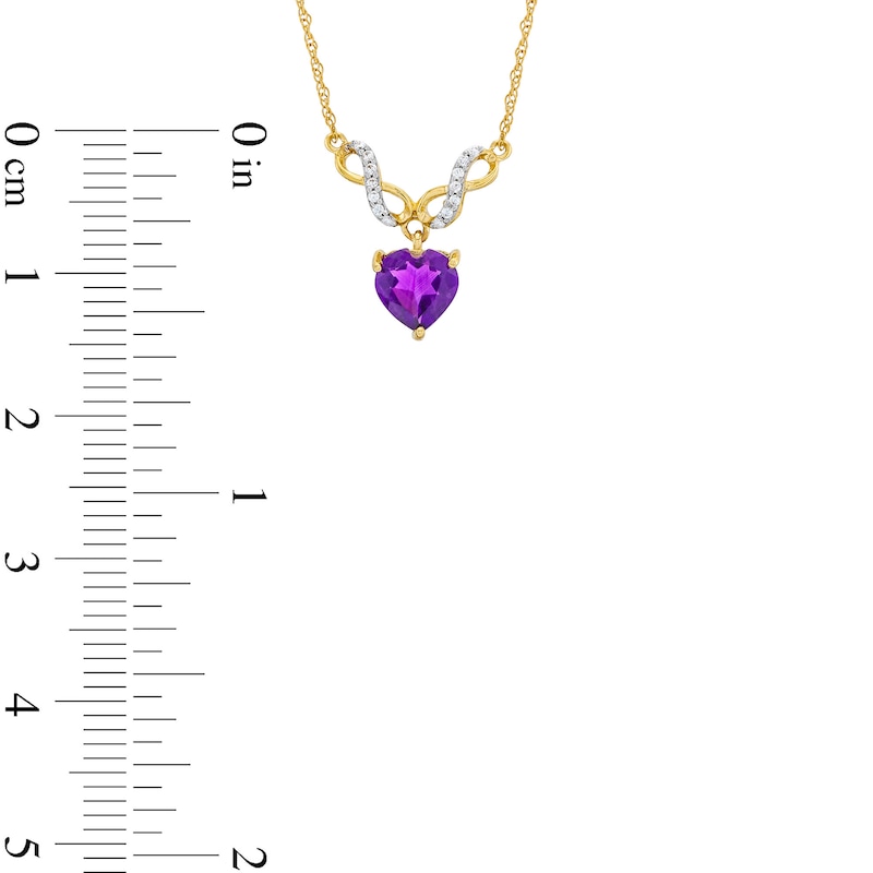 Amethyst and 0.06 CT. T.W. Diamond Infinity Heart Necklace and Earrings Set in 10K Gold